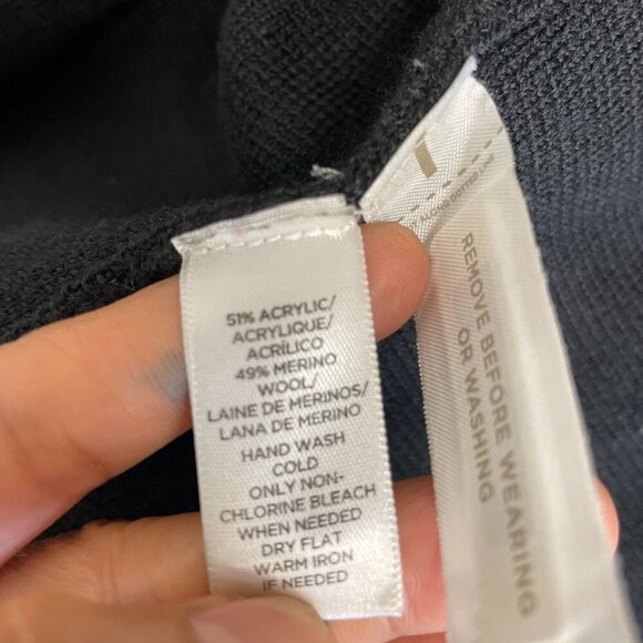 Loft Merino Wool Blend Women's Size M Black Open front Cardigan Sweater - Picture 5 of 7